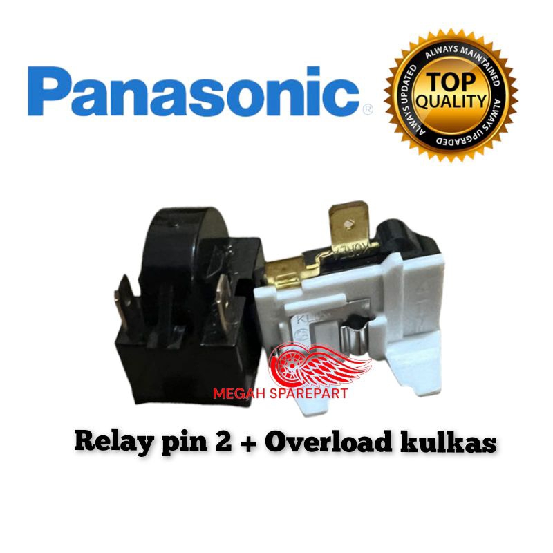 Relay 2 pin + PTC OVERLOAD KULKAS PANASONIC 1/2 PINTU