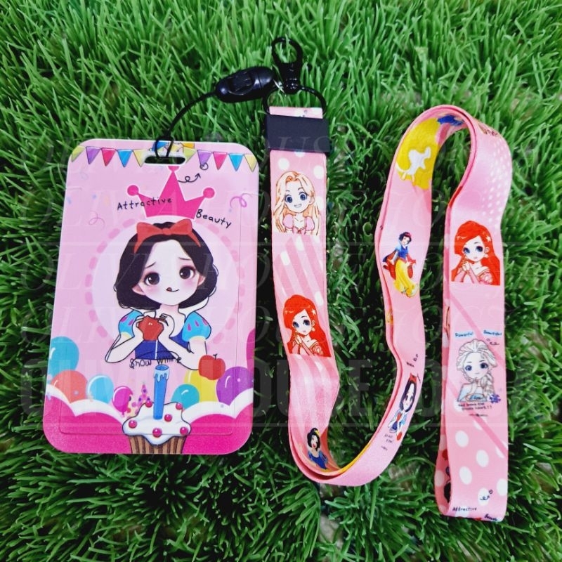 

ID Card Holder Snow White Pink Tali Lanyard Card Holder Princess Name Tag Snow White Tali Pengait