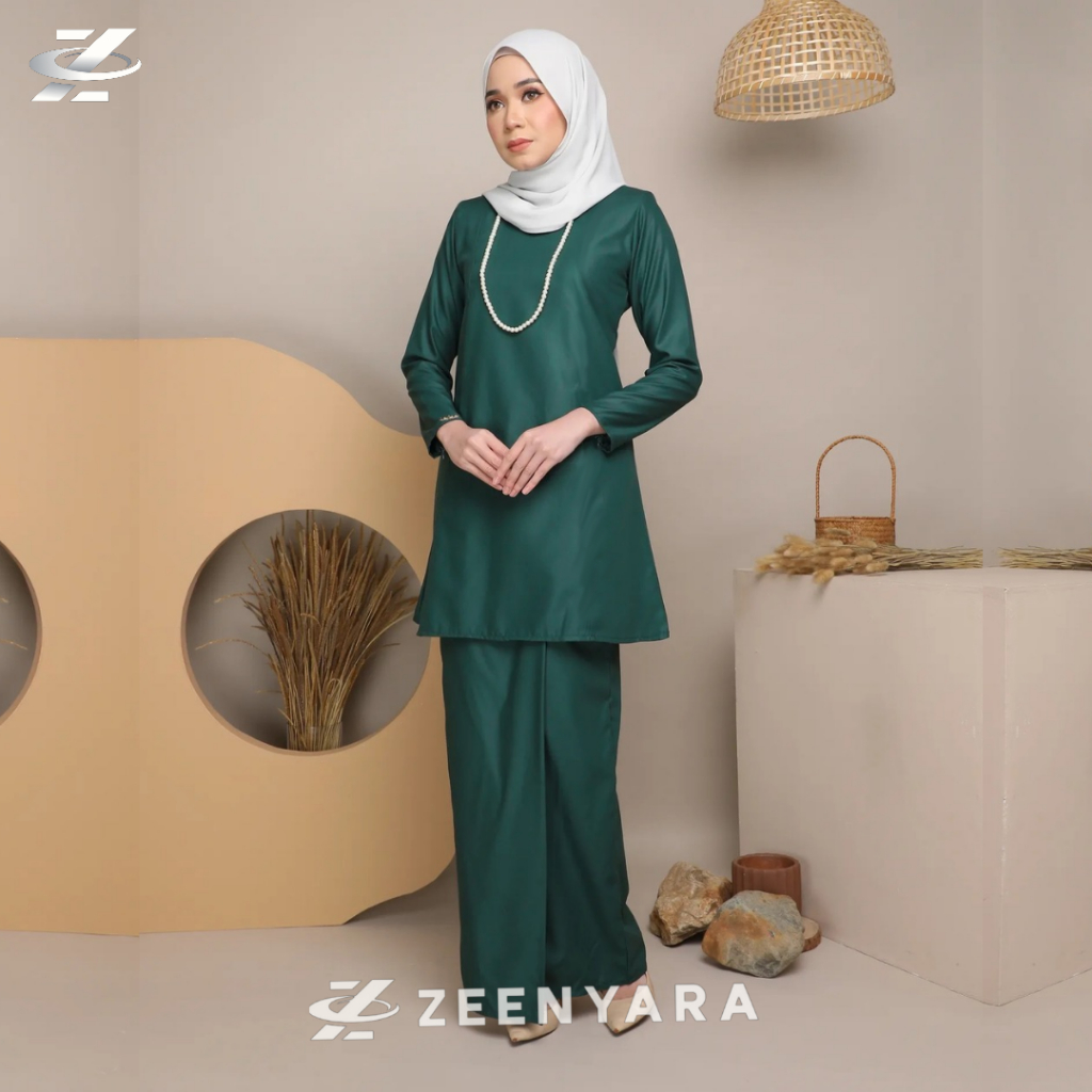 Nabita Setelan Baju Kurung Malaysia Modern Wanita One Set Pakaian Melayu Kebaya Muslim Pesta Polos H