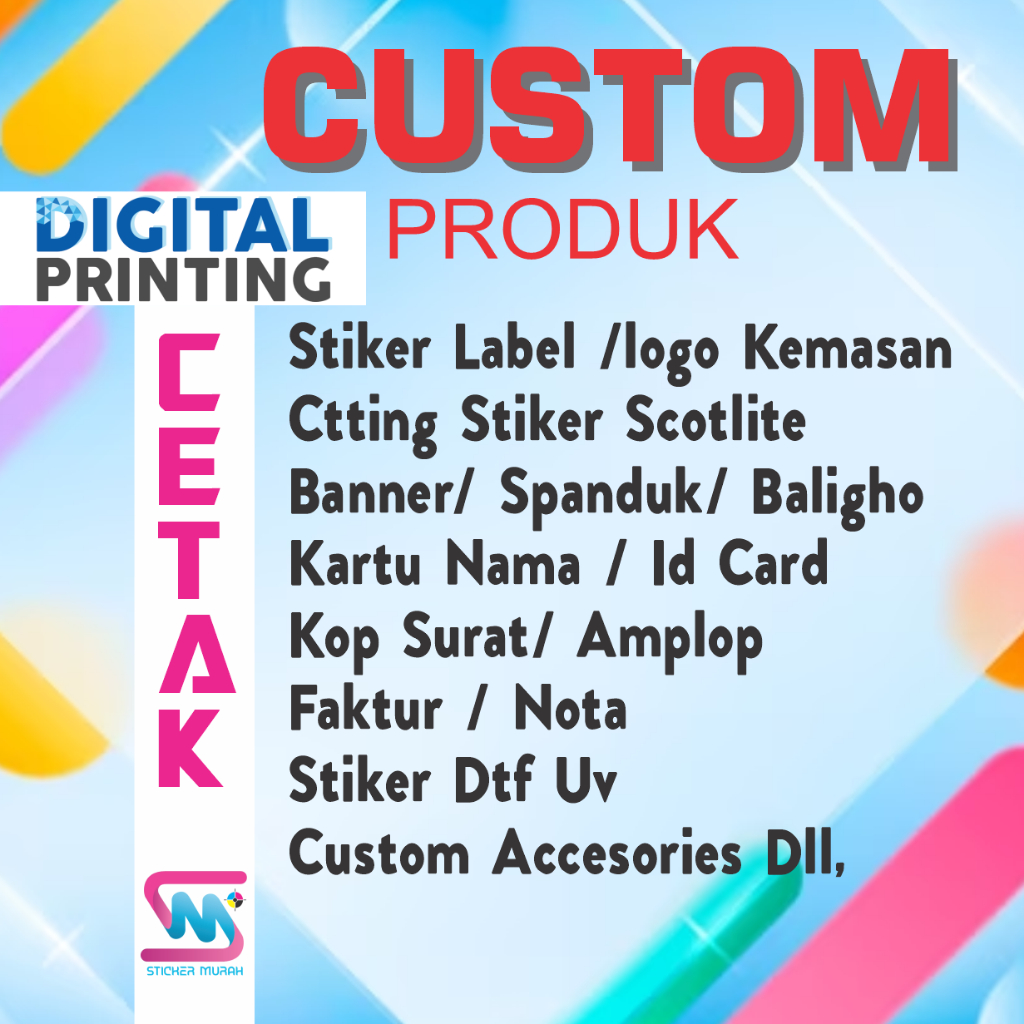 

Cetak custom stiker / stiker DTF UV / stiker decal / banner sepanduk