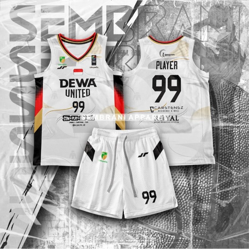 JERSEY BASKET IBL DEWA UNITED 2024 PUTIH (BISA GANTI NAMA DAN NOMOR)