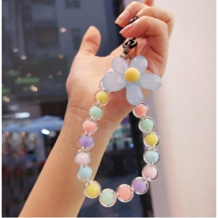 Gantungan tali Hp Tali casing hp boba bunga bulat besar / gantungan hp bulat / gantungan kunci