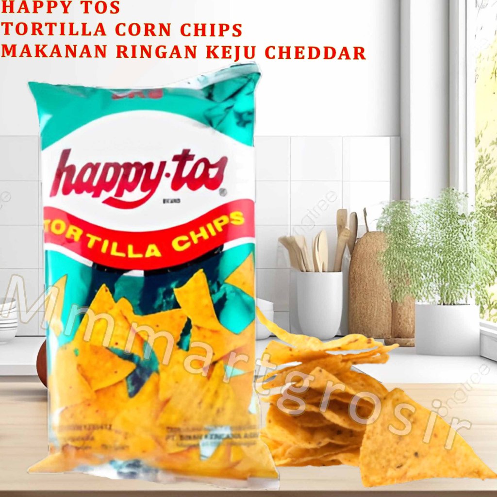 

Happy Tos / Makanan Ringan Rasa Keju Cheddar / Tortilla Corn Chips / 140gr