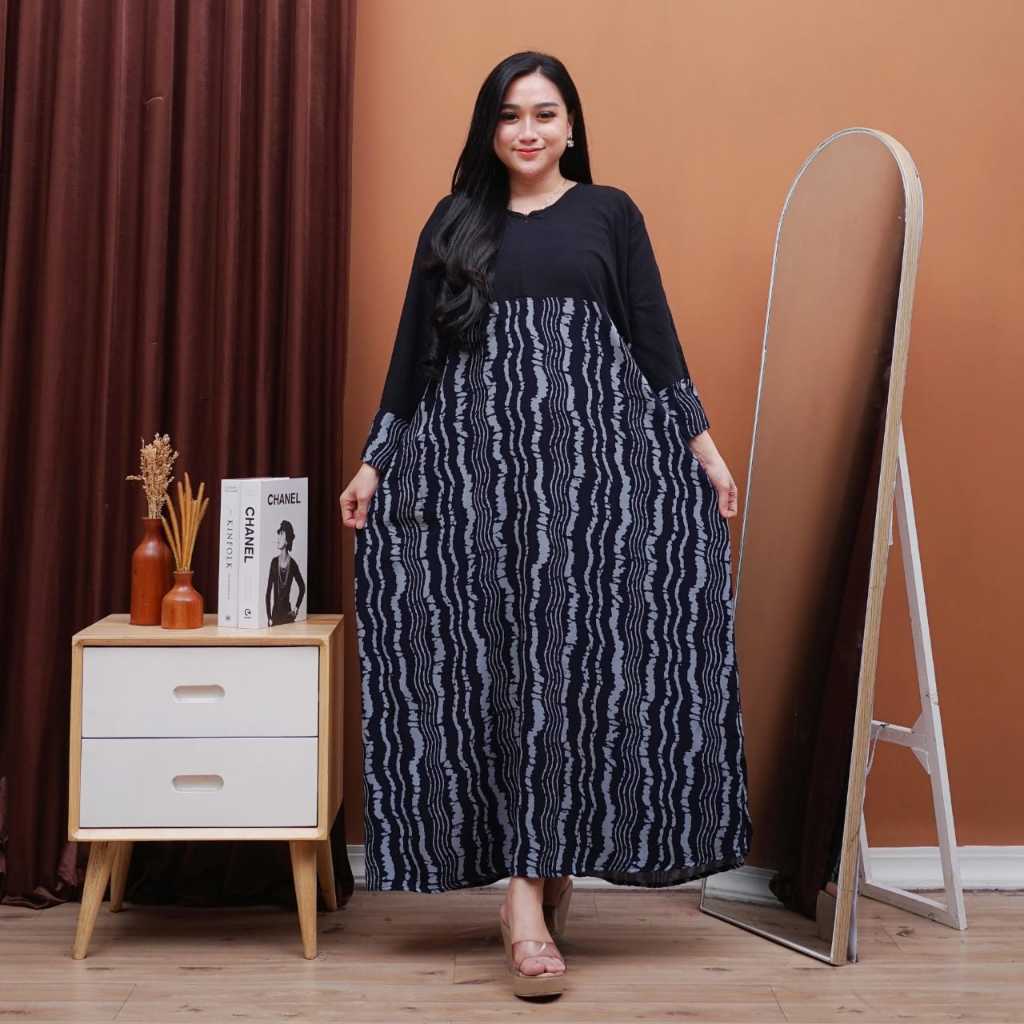 Afika Daster Gamis Super Jumbo Big Size Ld 130 Tangan 7/8 Longdres Bahan Rayon Premium