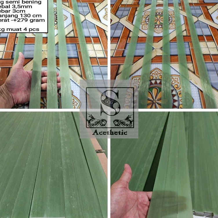 Fiber EFG flat Efoxy Fiberglass 35mm x 3cm x 13 cm Fiber Hijau Semi Bening Import Bahan Busur Panaha