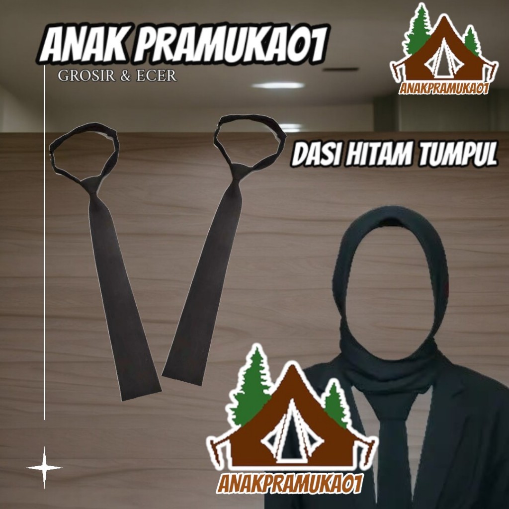 Dasi hitam polos tumpul / dasi hitam tumpul / dasi ospek / dasi wisuda