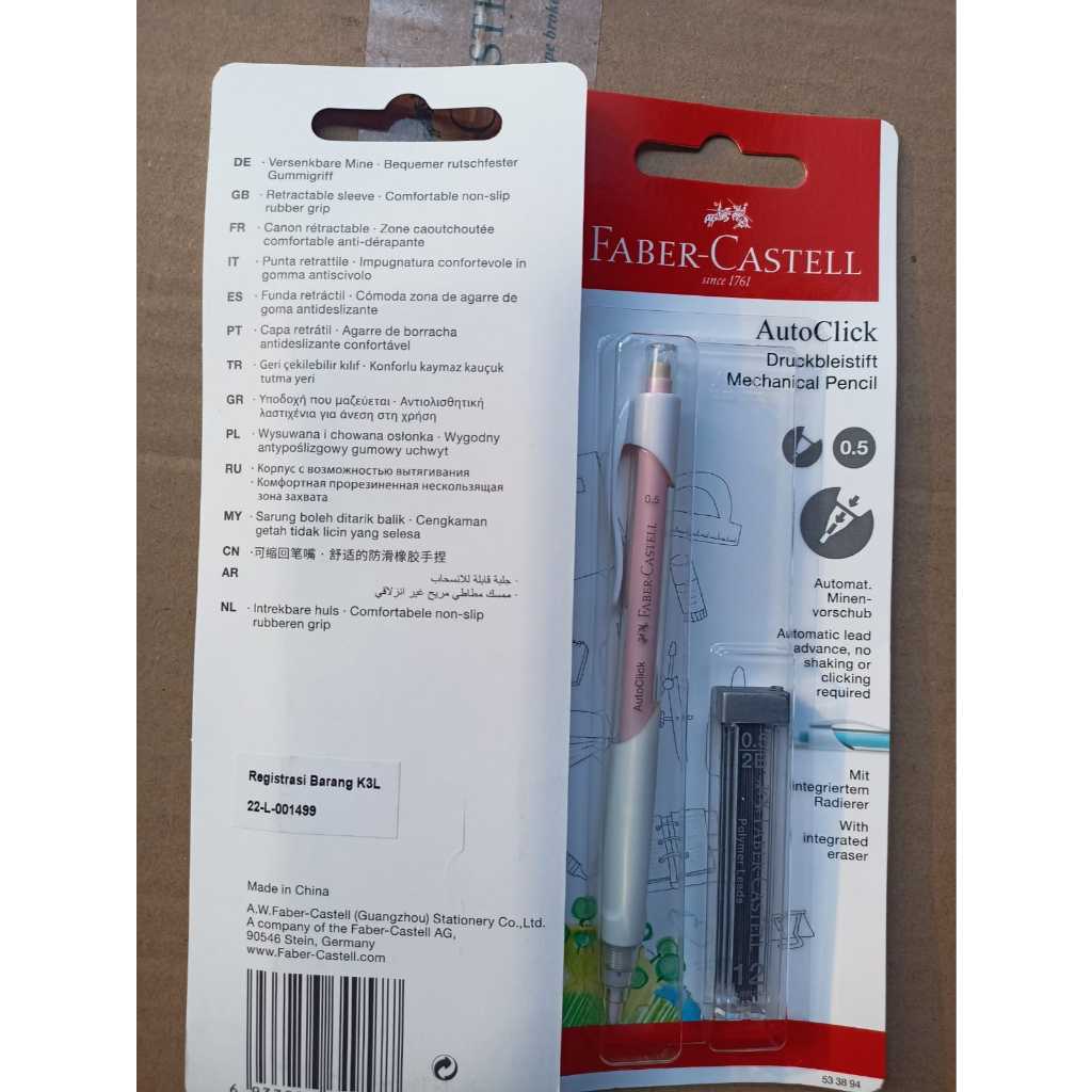

Pensil Mekanik / Pencil Auto Click 0.5 Faber Castell FREE Refill Blister ++ CV4