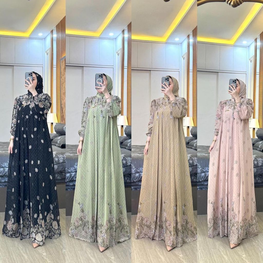 ZAHRA SET HIJAB SEGIEMPAT GAMIS WANITA CERUTY BABYDOLL ARMANY PREMIUM TERLARIS GAMIS SYAR'I MUSLIMAH