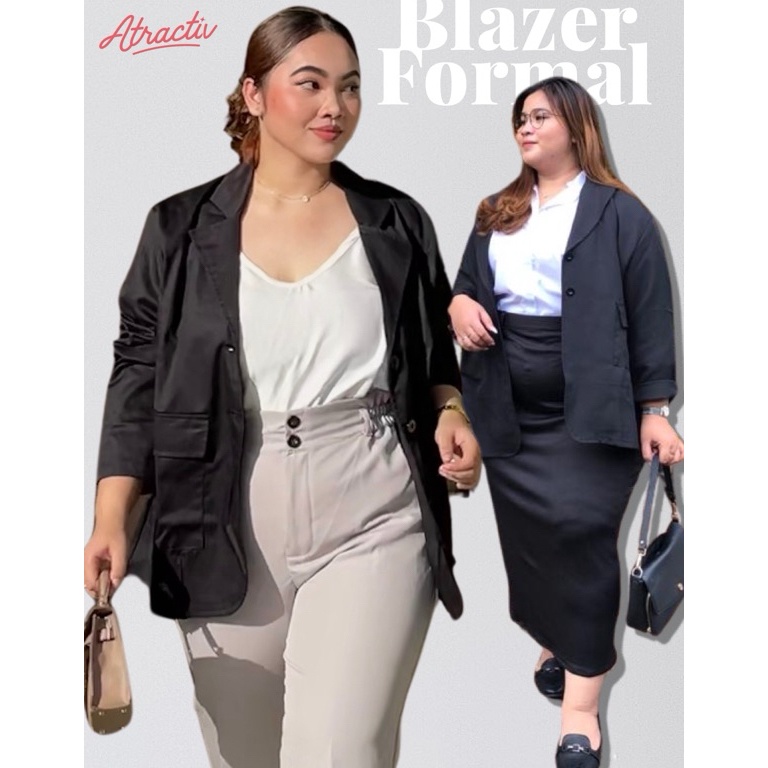 KODE Q58D ATRACTIV Blazer Sidang Jumbo wanita Jas Sidang Bigsize Blazer Hitam Jumbo Wanita XXL XXXL 