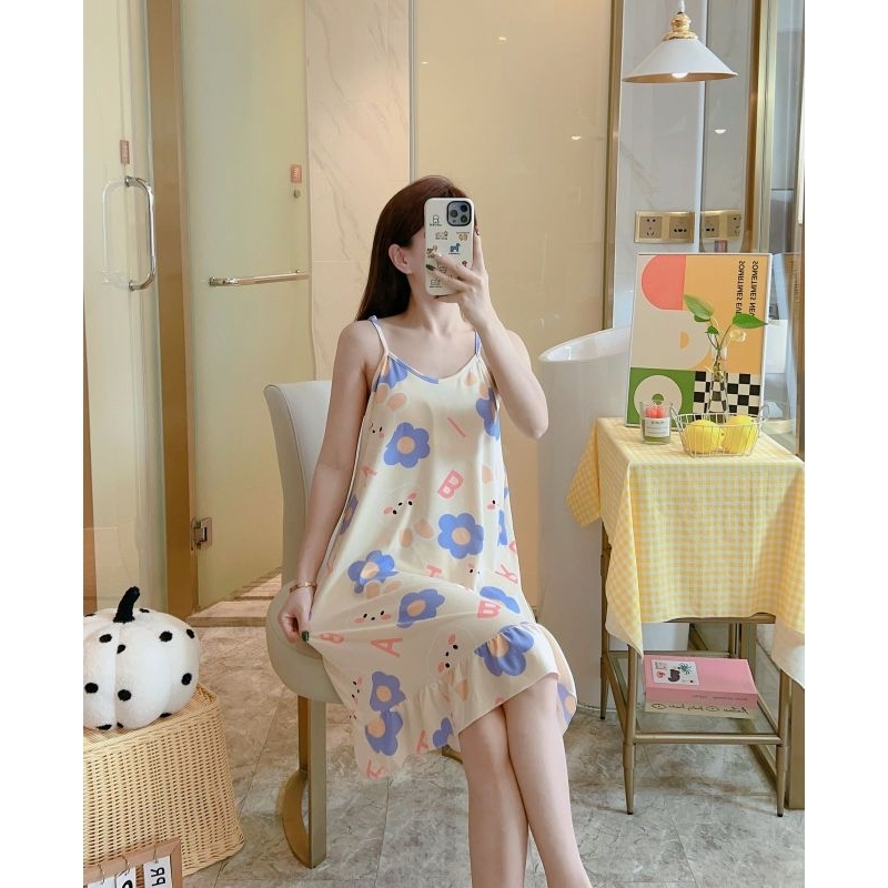 Daster Dress Singlet Pendek Wanita Baju Tidur Piyama Import Kekinian Korean Allsize 11