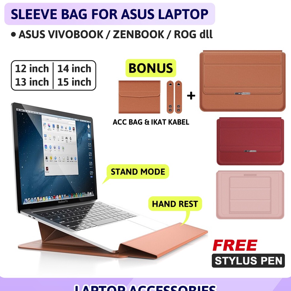 KF7 Tas Sleeve Stand Bag Cover Sarung Casing Laptop 13 14 15 inch Asus Vivobook Zenbook Oled Flip Ul