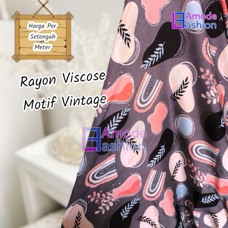 Kain Rayon Viscose Motif Vintage