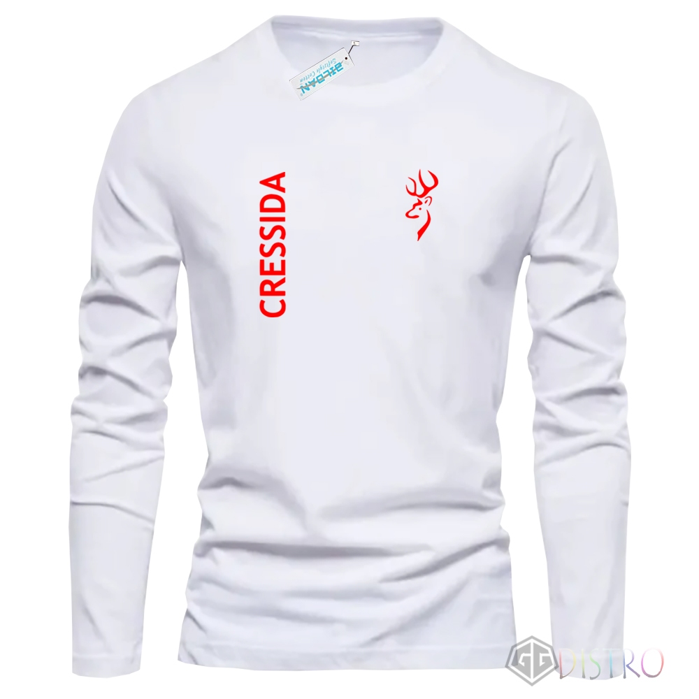 COD - T-Shirt Kaos Lengan Panjang Cressida Text Red Kaos Pria Dewasa Kaos Distro Katun Quality