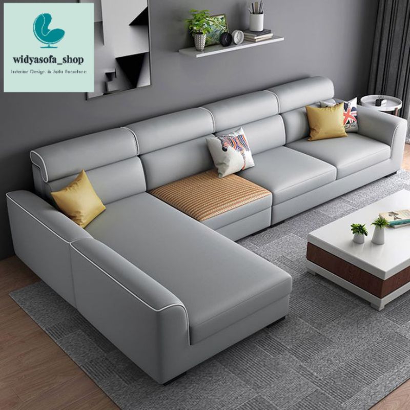 Sofa Letter L Shape Modern Sofa Kulit Kualitas Tinggi