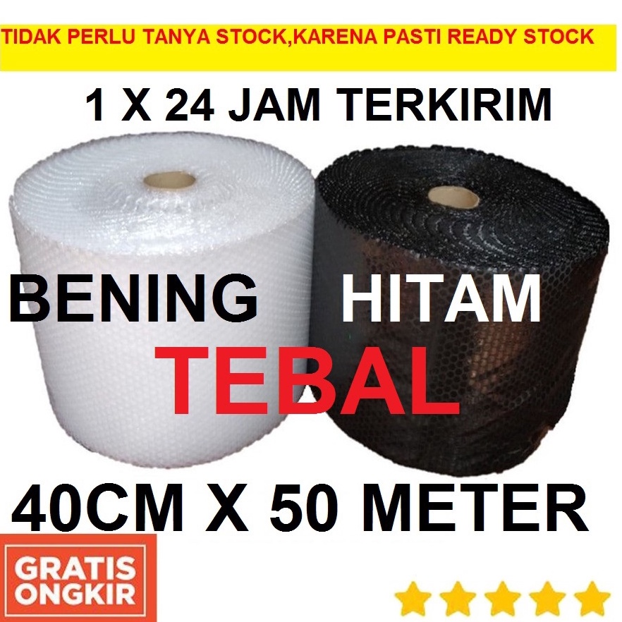 

Kilat Hemat BUBBLE WRAP 4CM X 5 METER 3 CM X 5 METER HITAM BENING PUTIH SUSU TEBAL MURAH