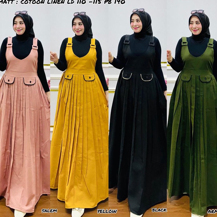 Pasti Diskon  QF Gamis Overall Plust Inner Motif Polos 921  Overall  Gamis Overall