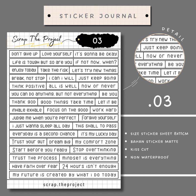 

STICKER PLANNER JOURNAL / MOTIVATION QUOTES DECO STICKER / STP - 03