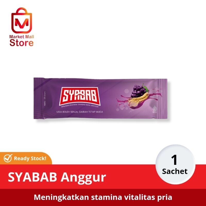 

Anggur Syabab Minuman Serbuk Ekstrak Ginseng Rasa Anggur by El Ajmala - Suplemen Stamina Pria - 1 Sachet