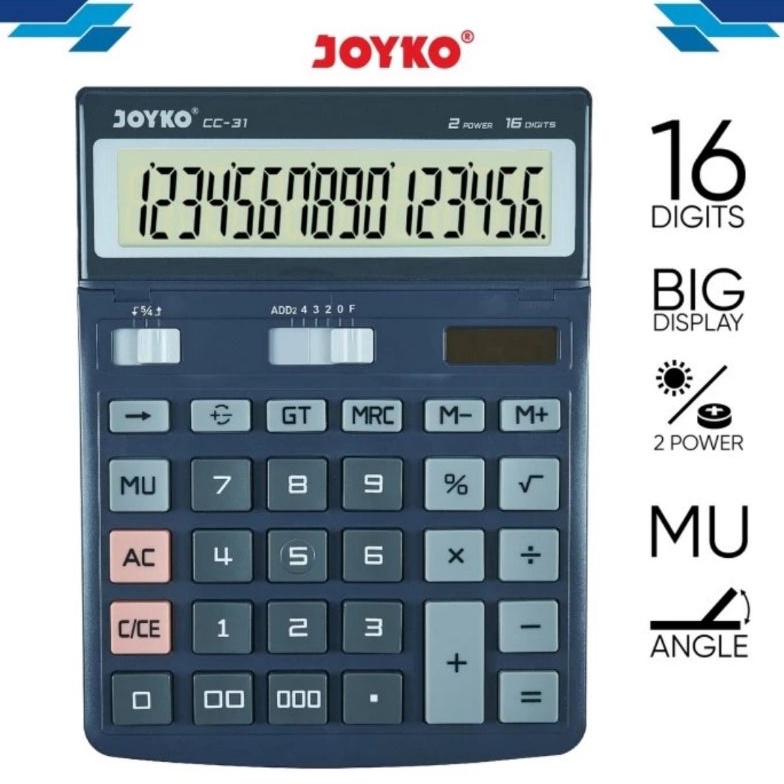 

STOK SEDIKIT JOYKO CC31 CHECK ULANG 16 Digit DESKTOP CALCULATOR Big LCD Kalkulator CC 31