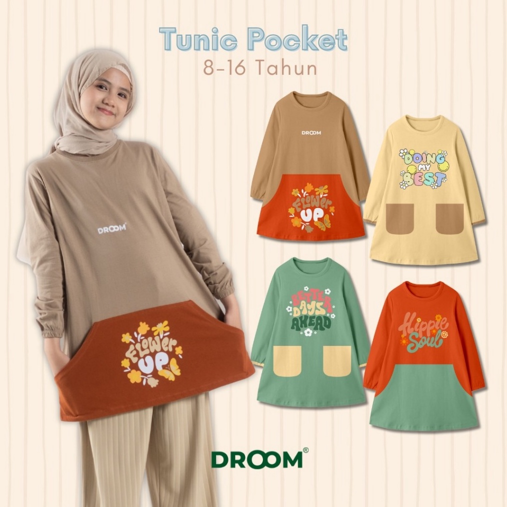 KODE R14O Atasan Kaos Anak Cewek Tunic Saku Double Bahan Katun Combed 24S Usia 816 Tahun