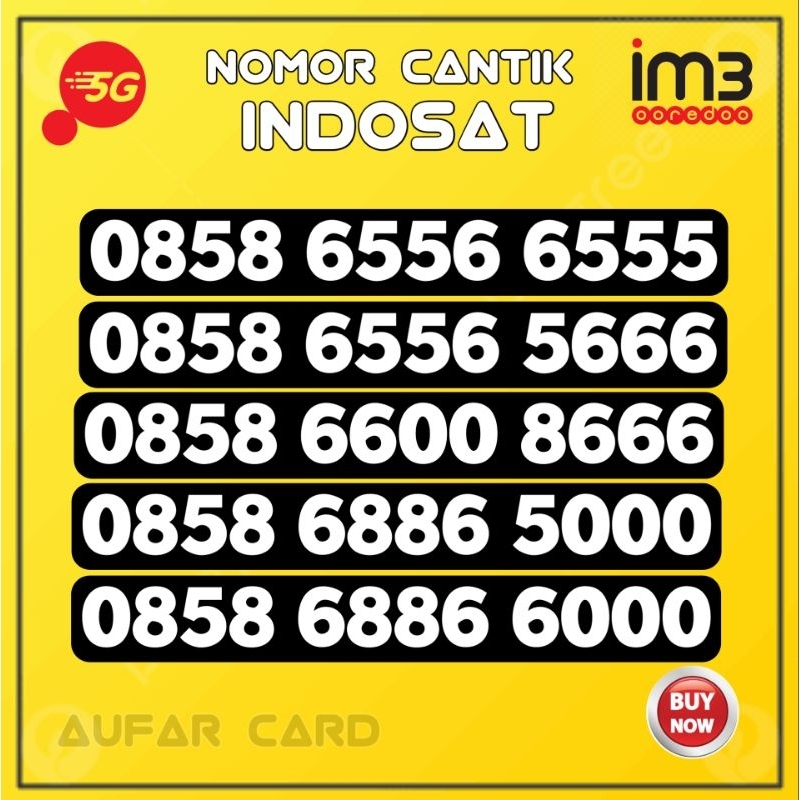 Nomor Cantik Im3 indosat Mentari ekor Triple 000 5000 6000 8000 6555 5666 666 555 000 4 varian angka