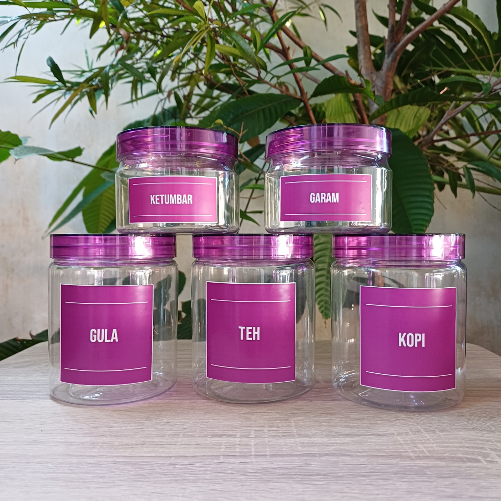 Toples Bumbu Dapur Ungu Transparan Lavender Serbaguna Gratis Stiker Anti Air