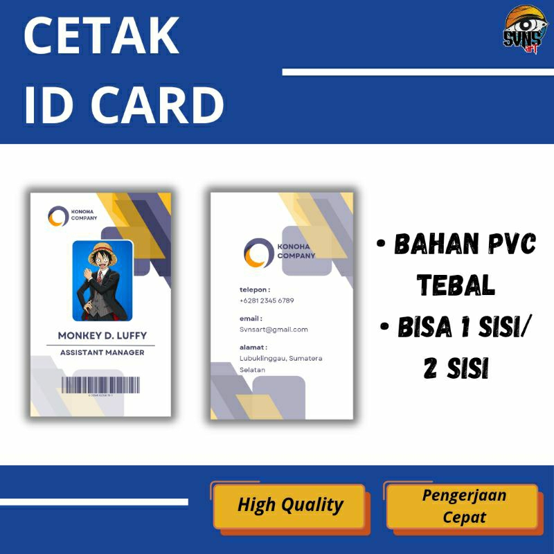 

CETAK ID CARD, KARTU PELAJAR, PEGAWAI, ORGANISASI, MEMBER, DLL
