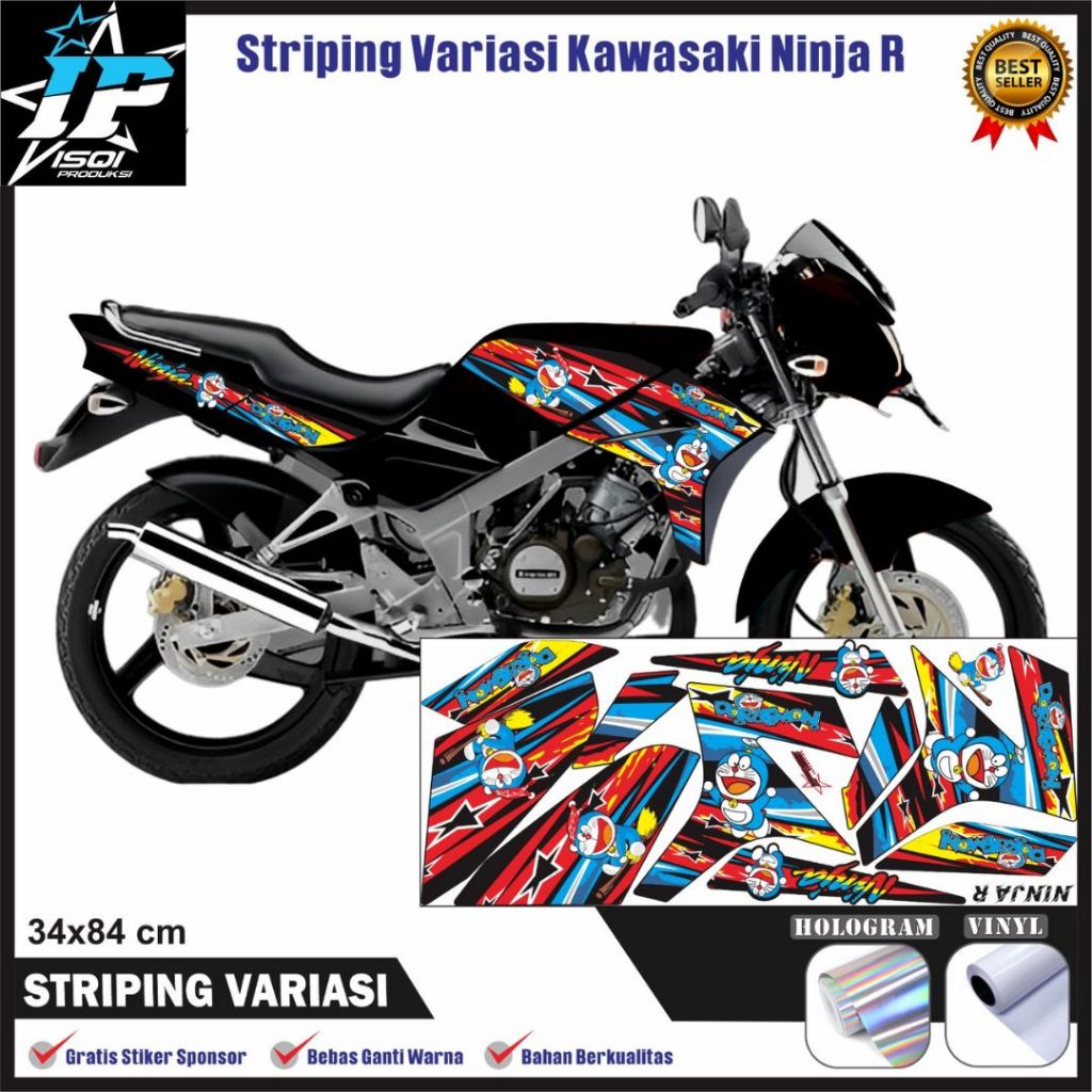 Stiker Striping Variasi Kawasaki NINJA R - Striping Variasi Standar NINJA R Vinyl Hologram