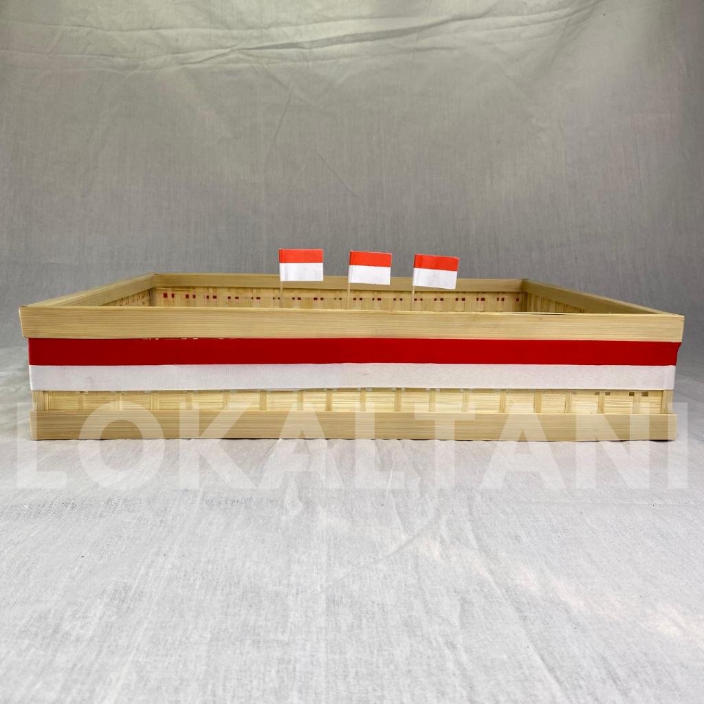 Tampah Tumpeng 17 Agustus / Anyaman Bambu Kotak / Nampan Bambu Besar