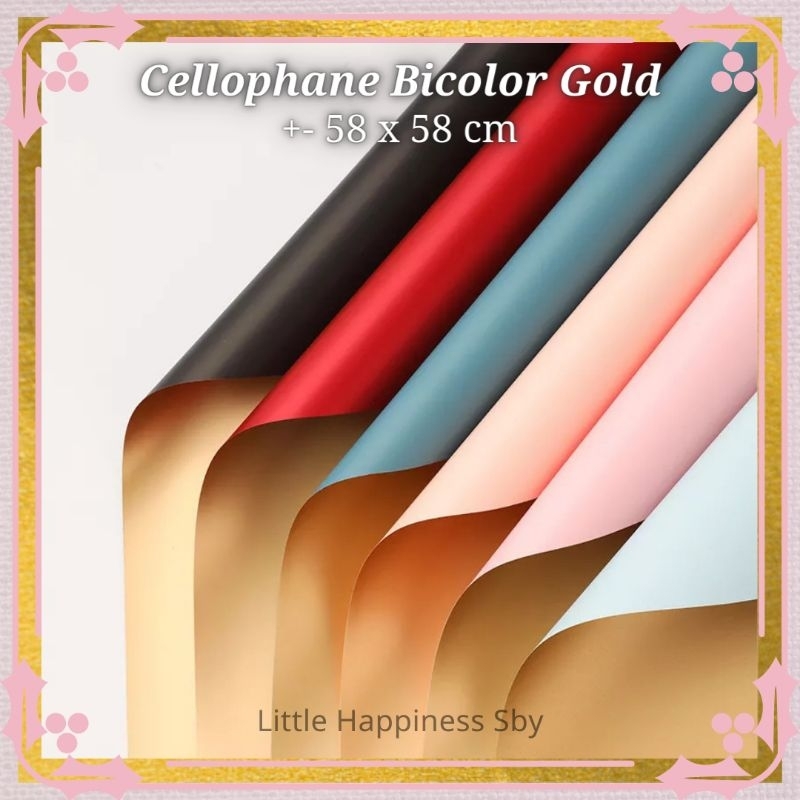 

Murah! (Ecer) Kertas wrapping buket bunga cellophane bicolor gold emas 2 warna