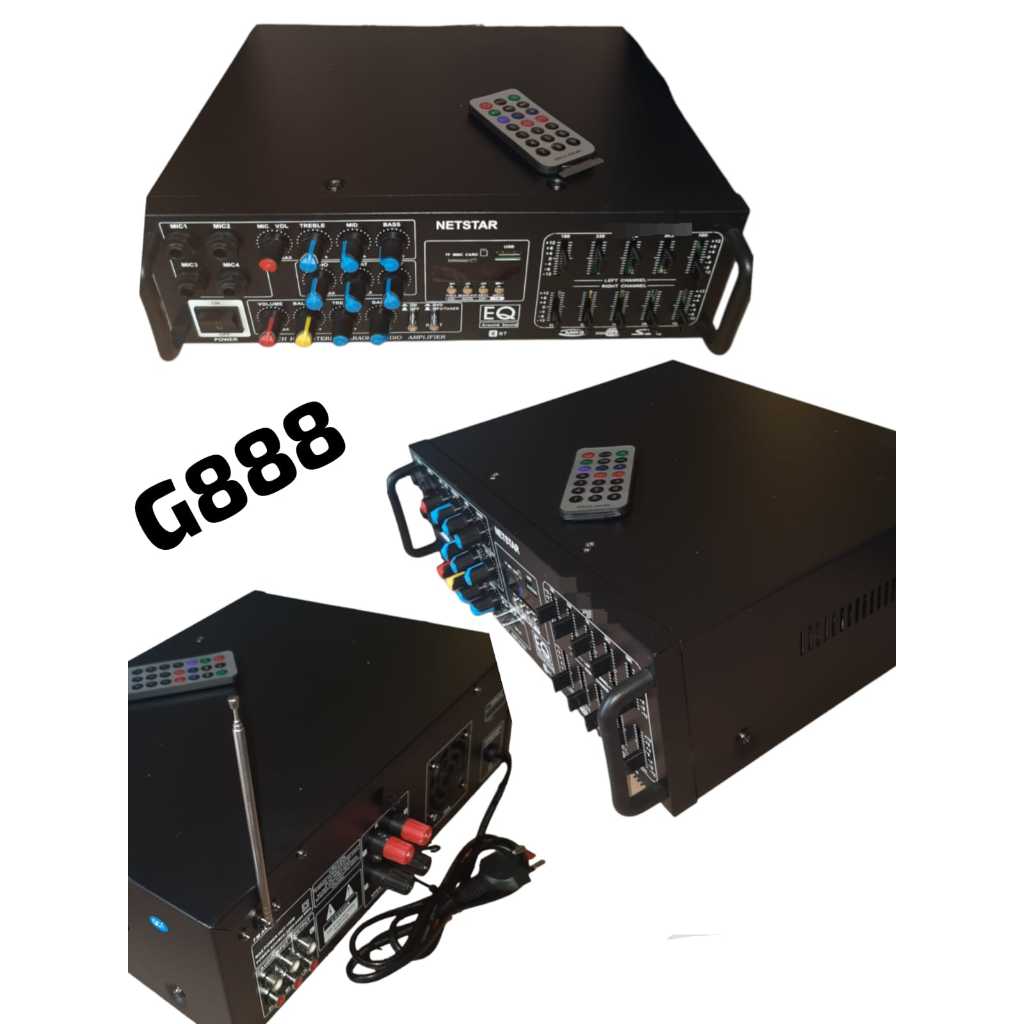 G888 AMPLIFER BONUS MIC KARAOKE AMPLI POWER BLUETOOTH  DIGITAL KTV HOME CINEMA SISTEM CAR MOBIL RUMA