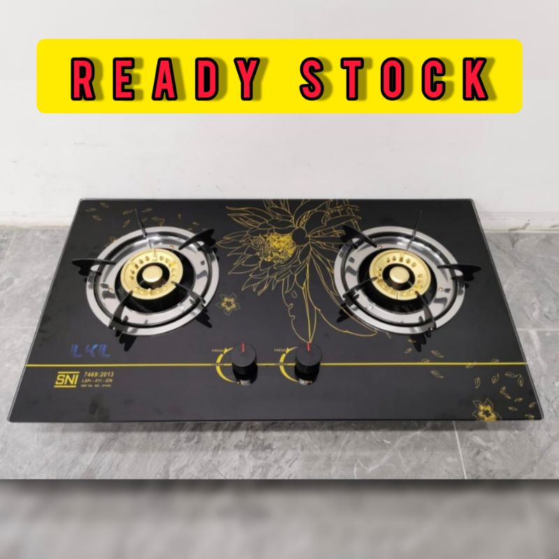 Kompor Tanam 2 Tungku Kaca Tempered LKL