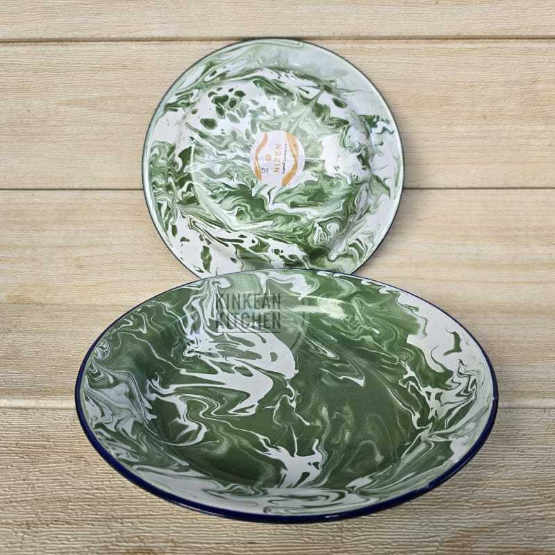 Piring Lurik Seng 20cm/22Cm Piring Enamel Piring Jadul Kembang