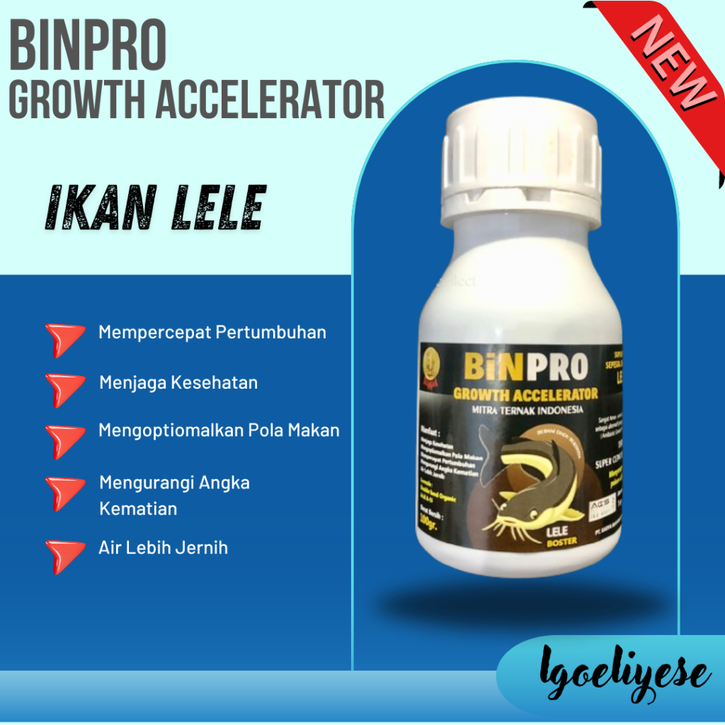 Vitamin Pertumbuhan Ikan Lele BINPRO GROWTH ACCELERATOR Obat Boster Penggemuk Ikan Lele 100 gram