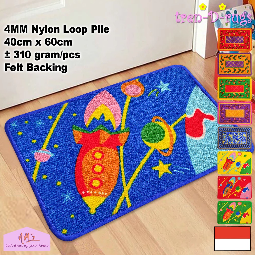 Tren-D-rugs - Keset kaki alas pintu depan masuk kamar tidur mandi dengan felt backing 40 cm x 60 cm 