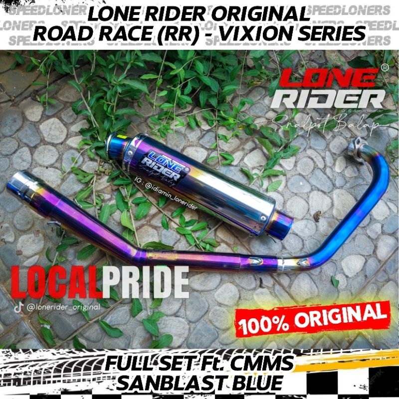 Knalpot Lone Rider Original Vixion Old NVL NVA Road Race RR Sanblast Blue Full System