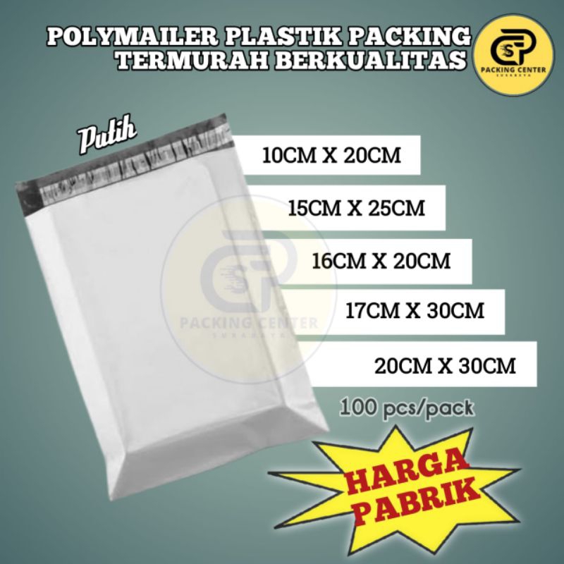 

Polimer Warna Putih Plastik Packing / Polymailer Online Shop Tersedia berbagai macam ukuran, 1 Roll Isi 100Pcs sudah dilengkapi Lem Perekat, Termurah Grosir