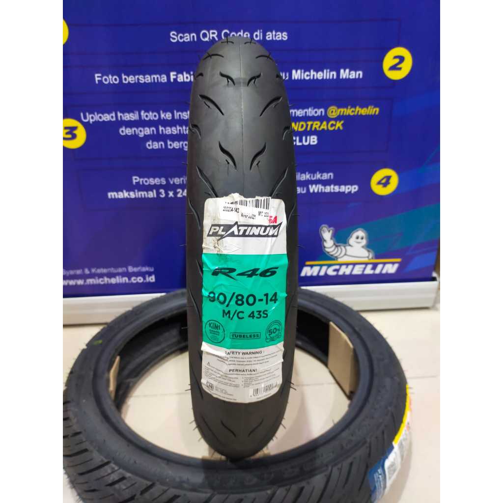 CORSA R46 90/80-14 BAN LUAR MATIC RING 14 TUBLESS SOFT-COMPOUND CORSA PLATINUM R46