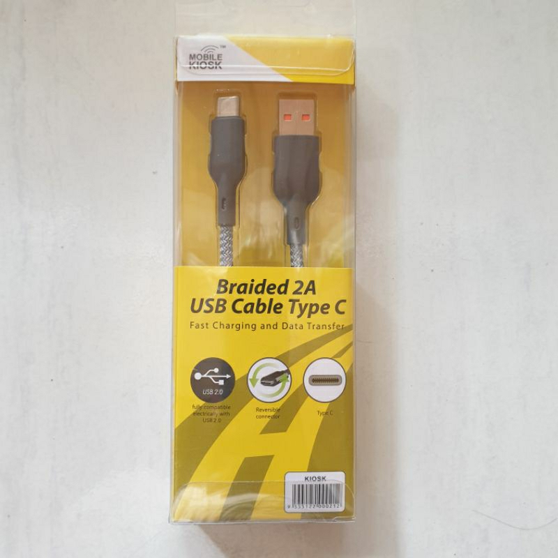 Kabel Charger MOBILE KIOSK USB TYPE C CABLE 2A UNTUK ANDROID