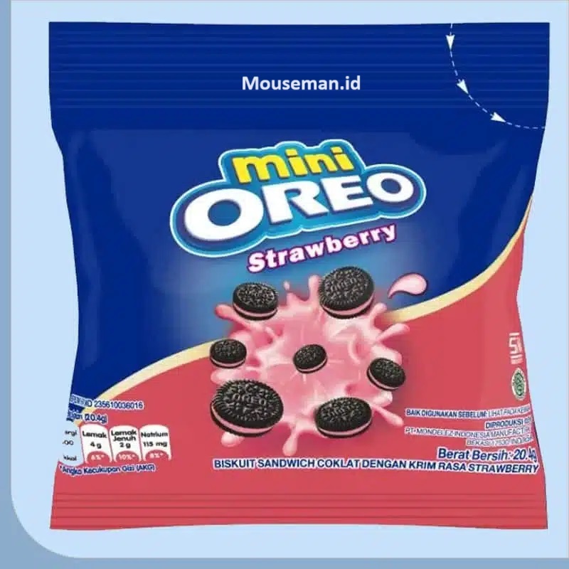 

Mouseman - Mini Oreo Strawberry Biskuit Coklat dengan Krim Rasa Stroberi Enak Sandwich Cookies Cream 20gr
