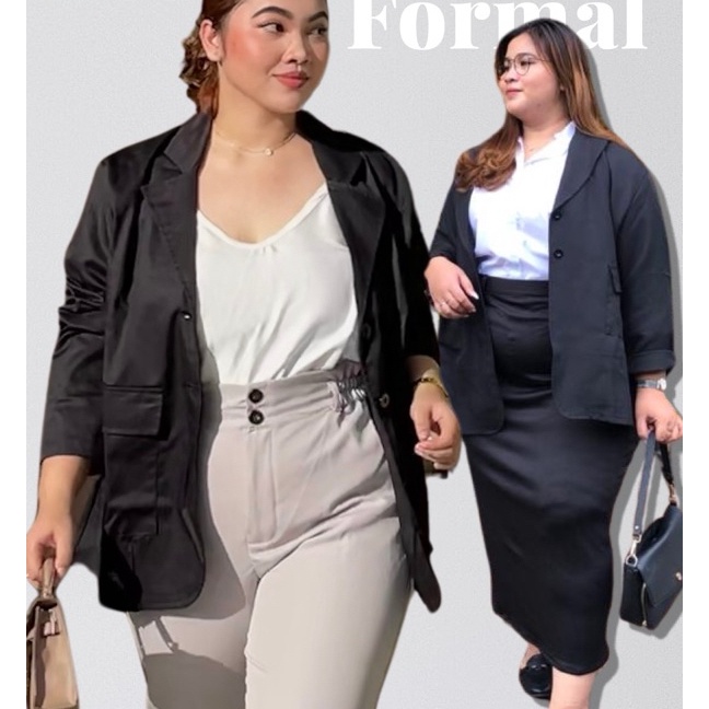 HJ6 ATRACTIV Blazer Sidang Jumbo wanita Jas Sidang size Blazer Hitam Jumbo Wanita XXL XXXL 5L 7L Bla