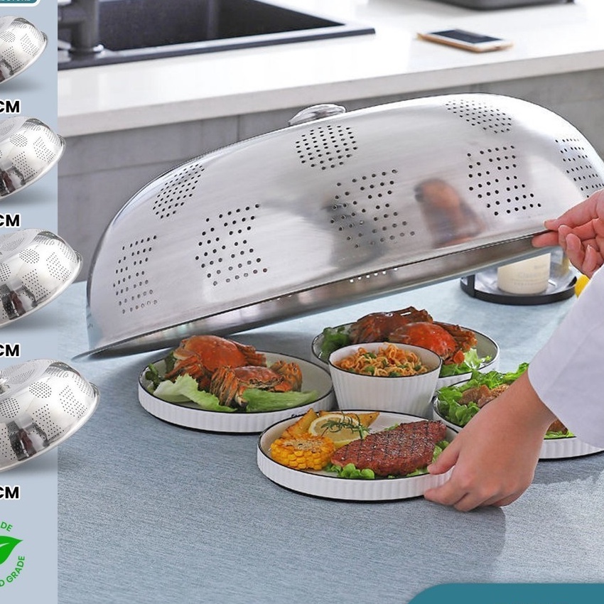 HJ6 Sinda Tudung Saji Tebal Tutup Makanan Stainless Steel 555 Tudung Saji lubang lubang
