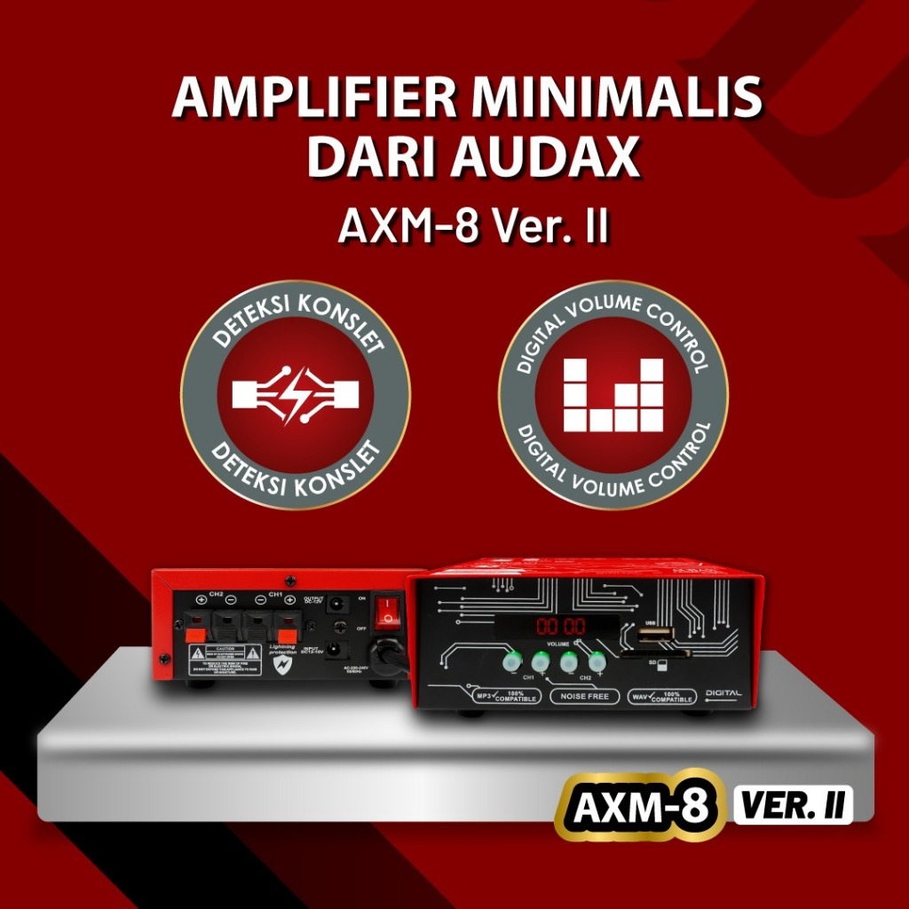 Ampli Audax AXM 8 / AXM8 Digital Volume Amplifier Walet Anti Petir AXM ORIGINAL
