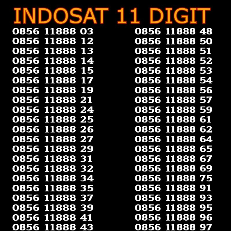 Indosat No Cantik IM3 11 Digit Pilihan Rapih Murah