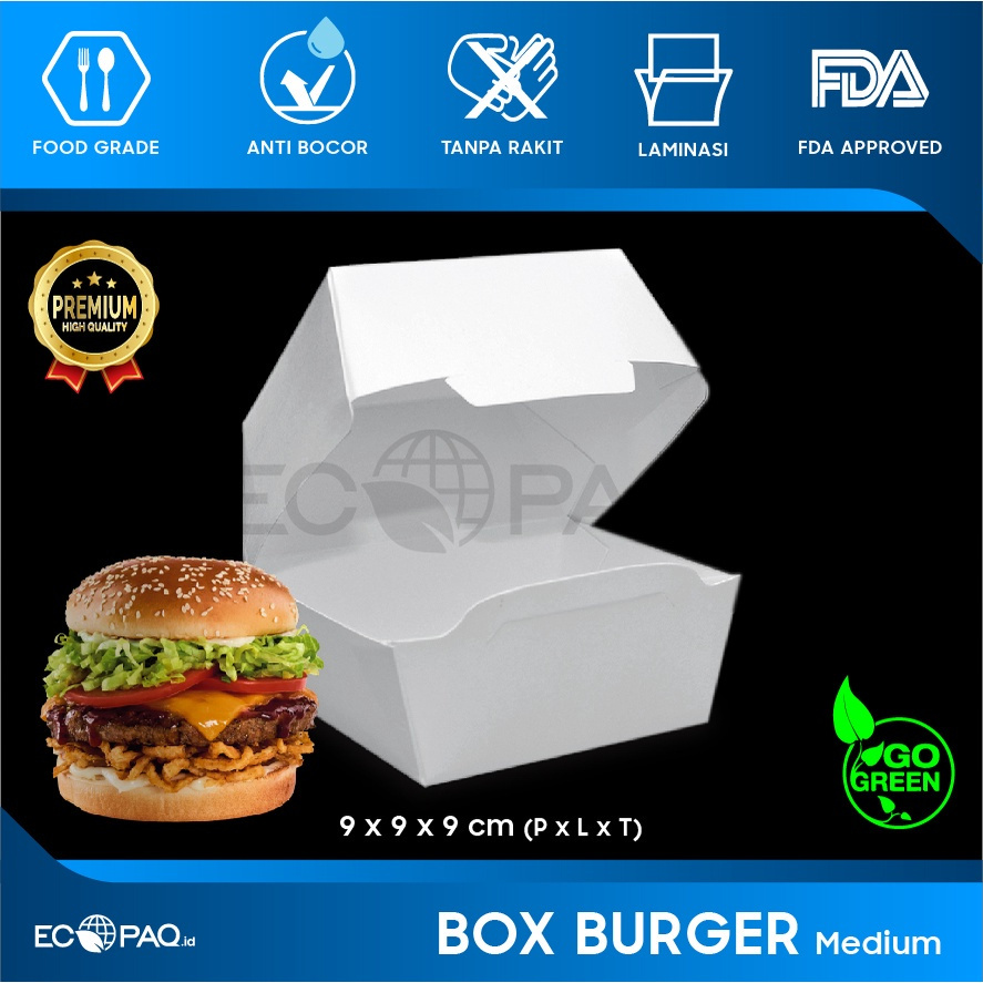 Box Burger - Kotak Burger - Dus Burger - PUTIH-M (50 pcs)