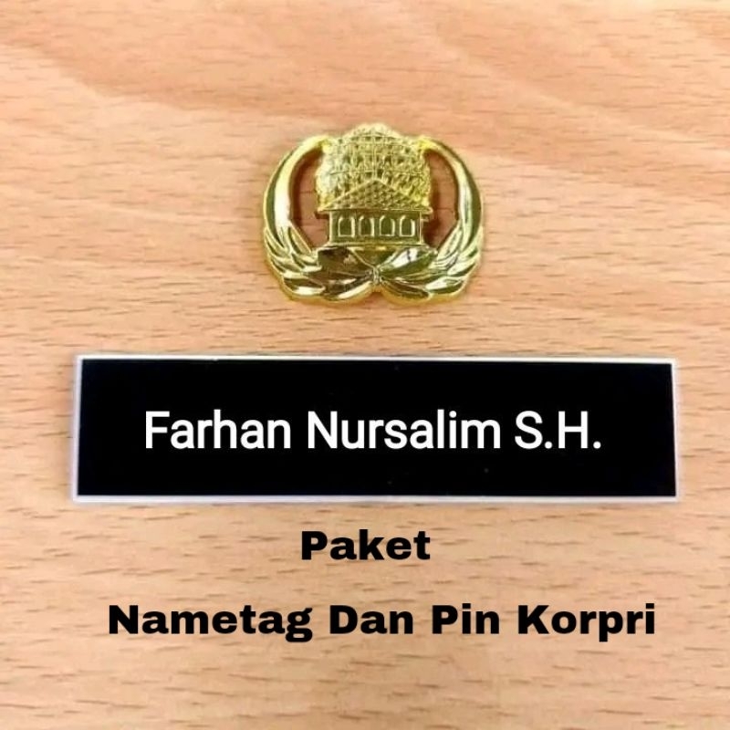 

Paket Name Tag Dan Pin Korpri Asn Papan Nama Dada Akrilik Lencana Pns Kuningan Peniti Magnet Premium