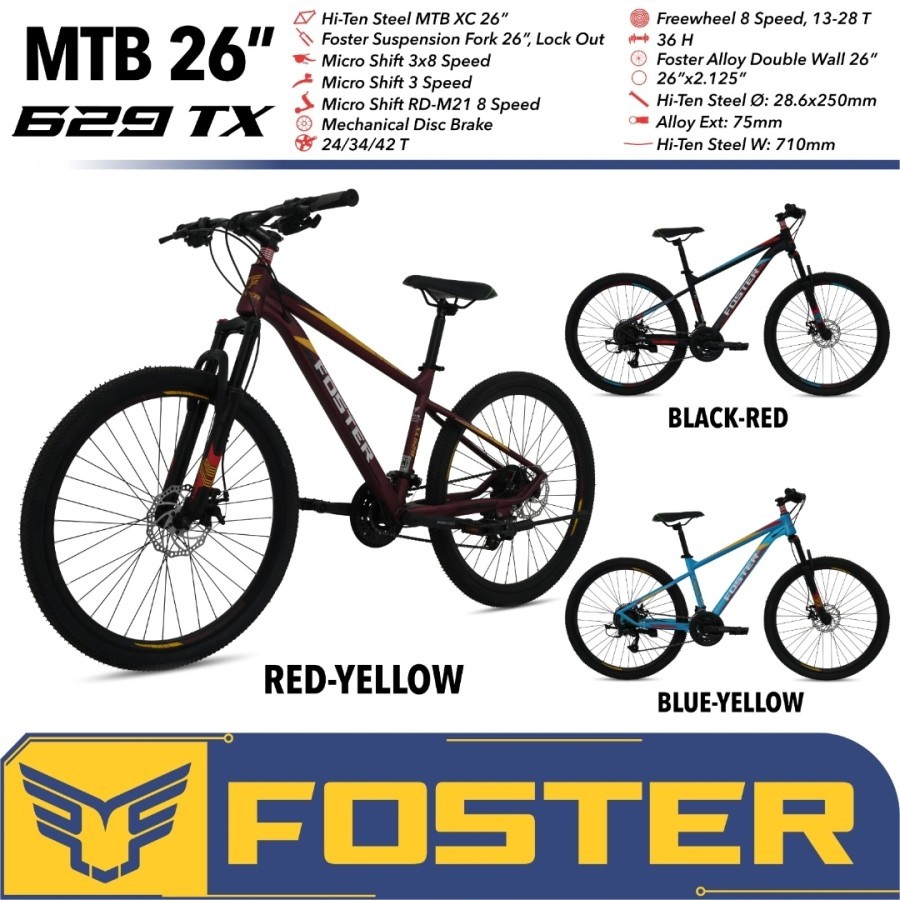 SEPEDA GUNUNG MTB 26 FOSTER MTB 629 TX (3X8 MD)