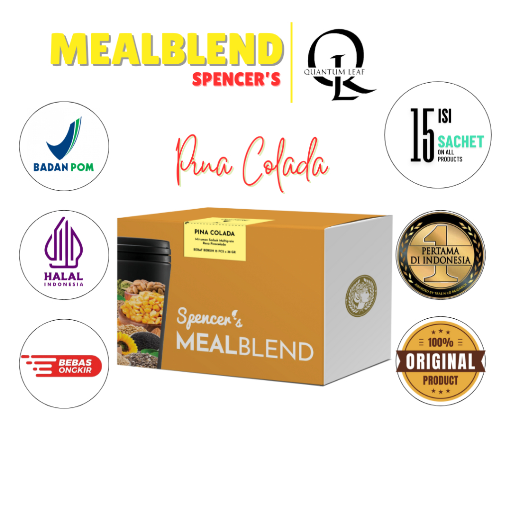 

Spencer's Mealblend Multigrain Meal Replacement Rasa Pina Colada 1 Box isi 15 Sachet