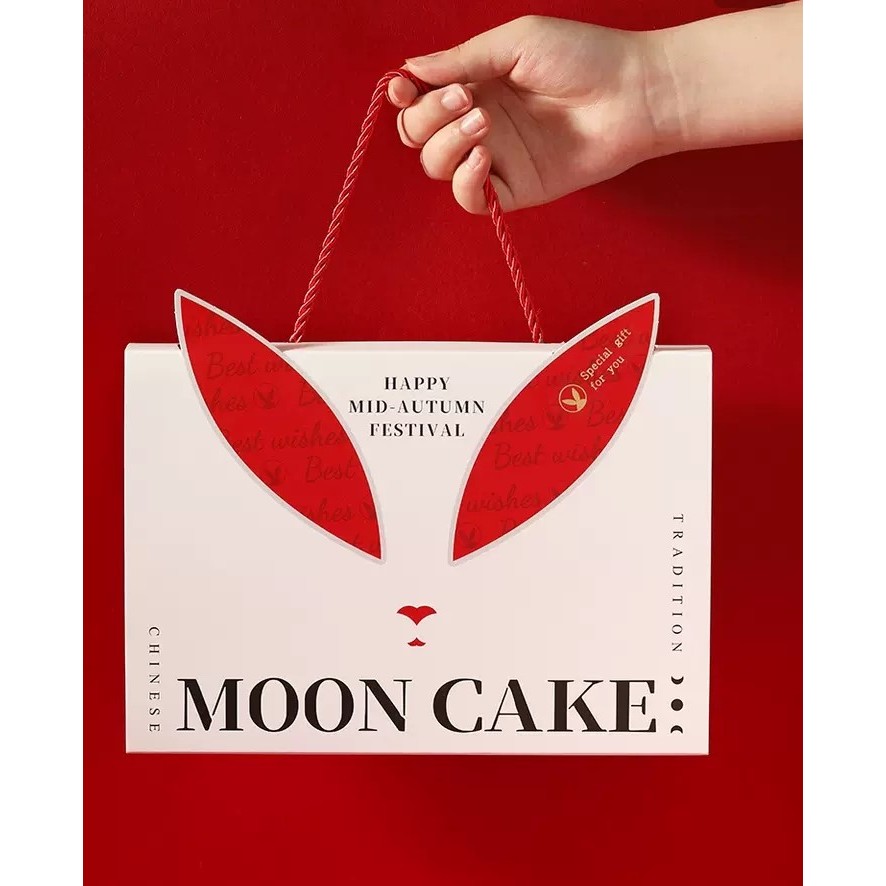 

Mooncake Hampers Box Set / Kotak Kue Bulan Handle Tali Merah Sekat 6