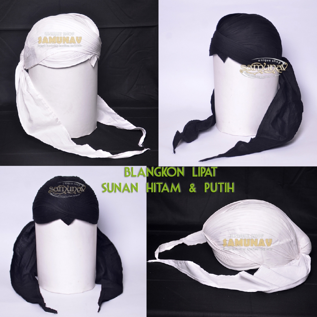 Blangkon lipat Sunan Jogja Klewer Polos Murah Putih / Hitam